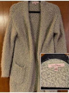 Lou & Grey Bouclé Open Cardigan in Light Sage